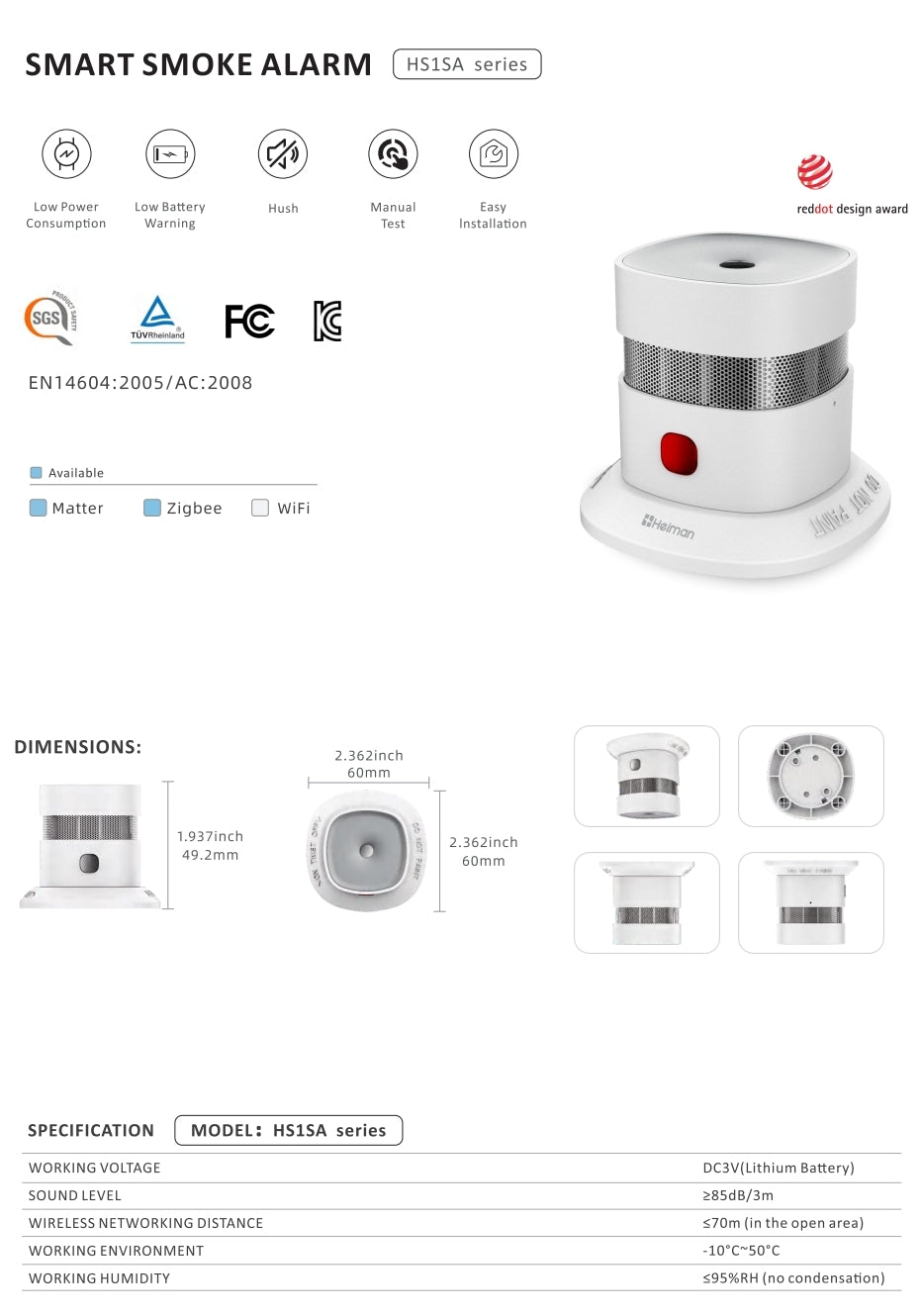 Matter smoke detector from Heiman HS1SA-M