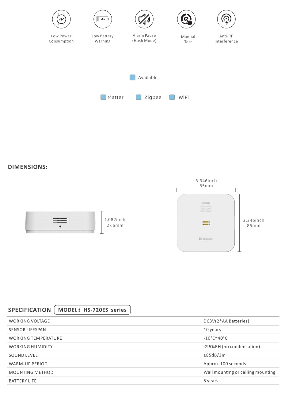 Matter Smart CO detector Heiman HM-720ES