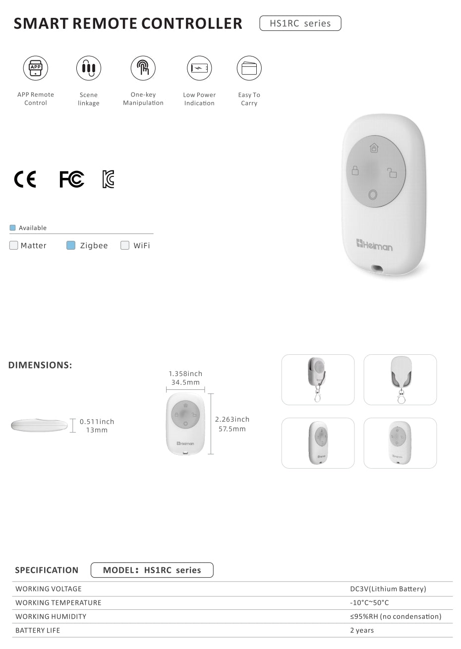 Smart Zigbee Remote Control HS2RC series