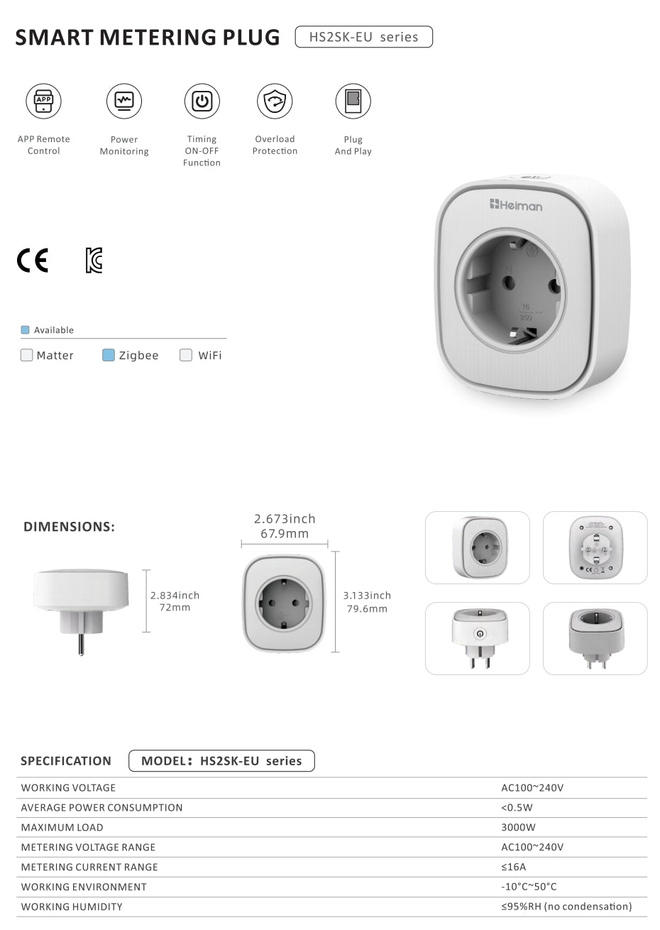 Zigbee Steckdose Heiman HS2SK-EU