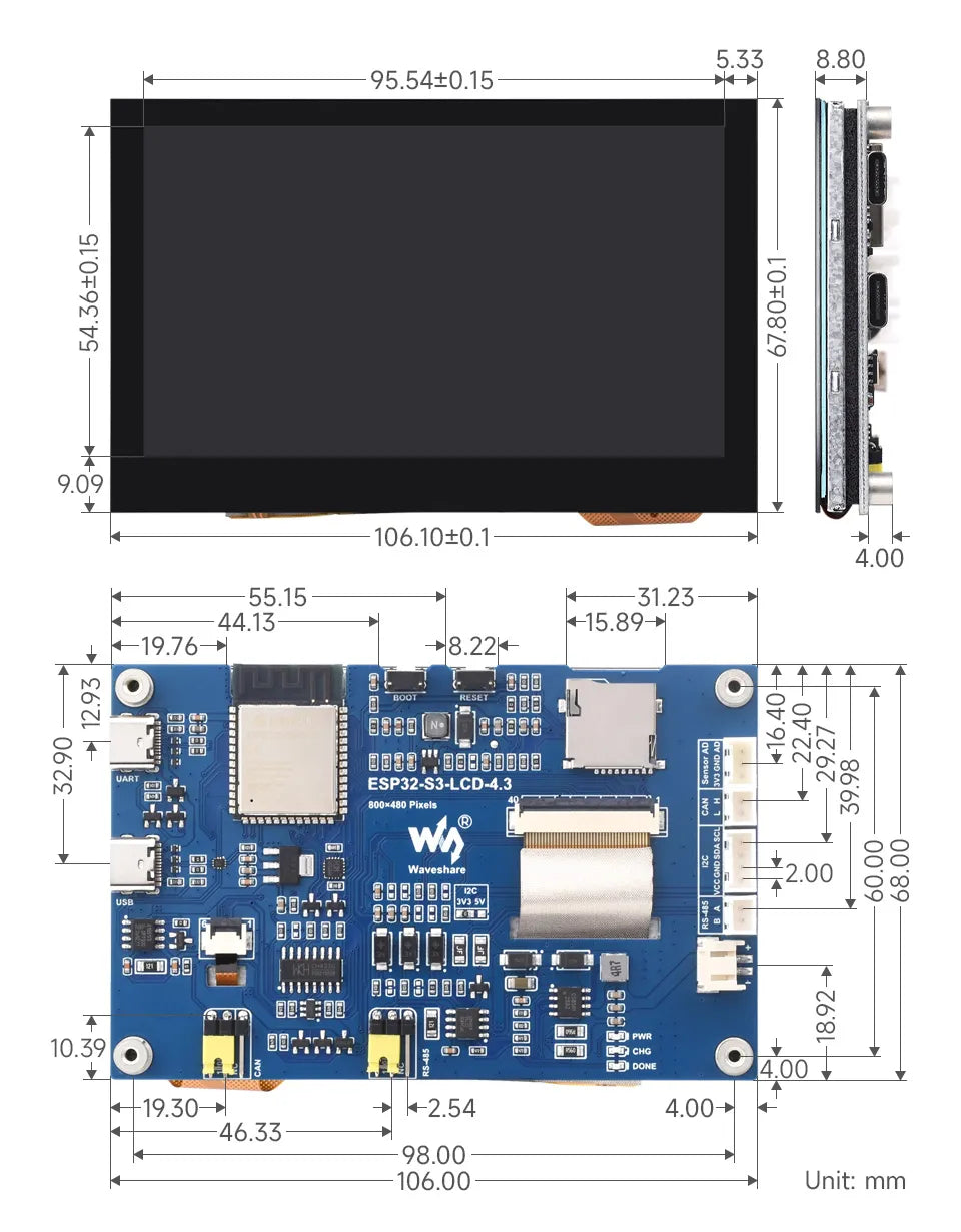 Waveshare ESP32 S3-Touch-LCD-4.3 Display