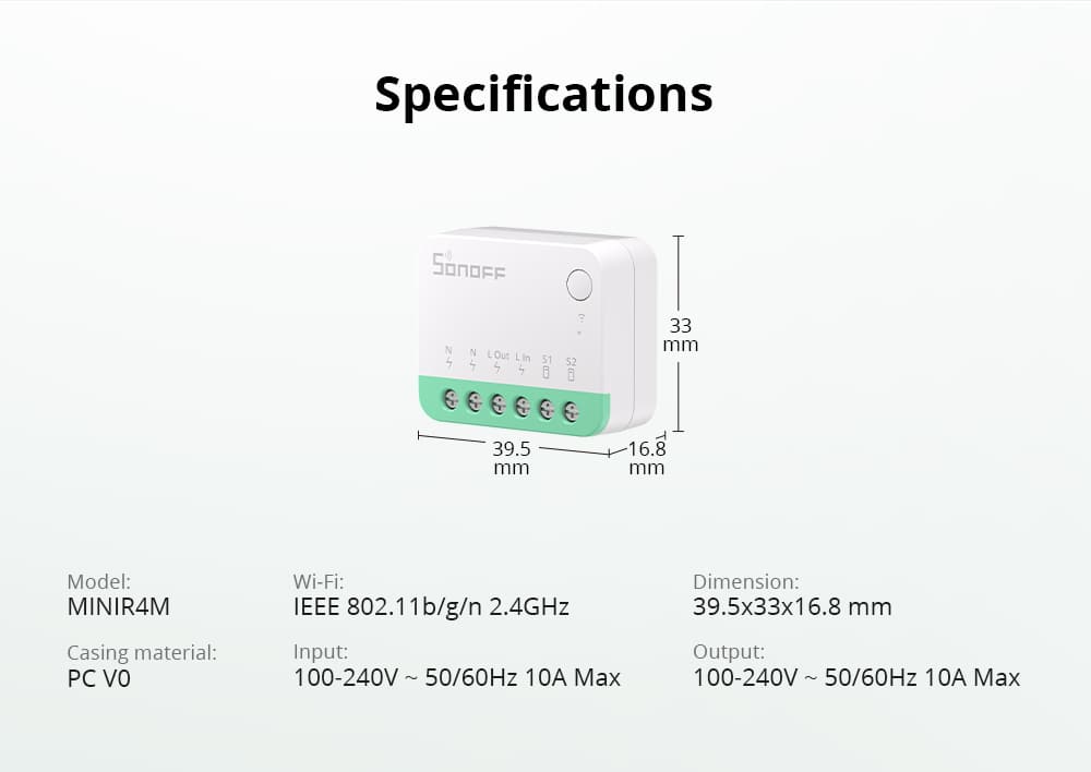 SONOFF MINIR4M Matter Wifi Smart Relay Switch,