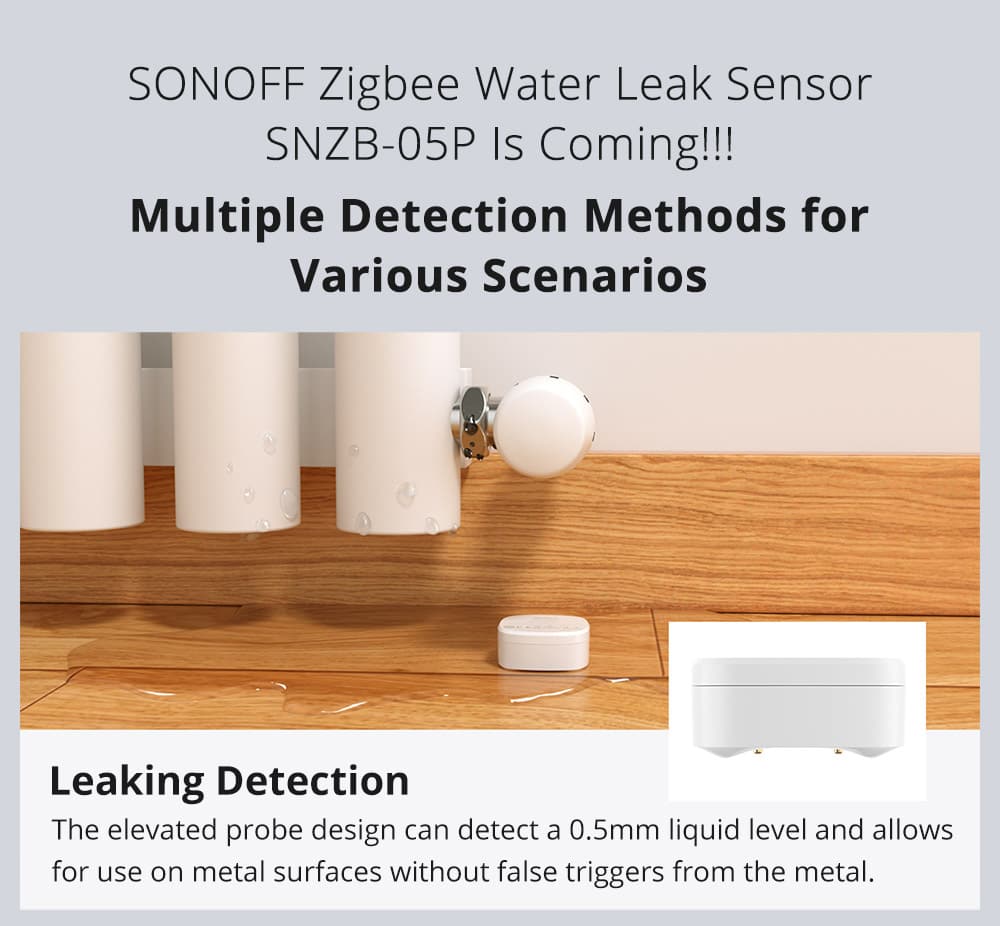 SONOFF SNZB-05P Zigbee 3.0 Water Detector, Smart Home Water Sensor