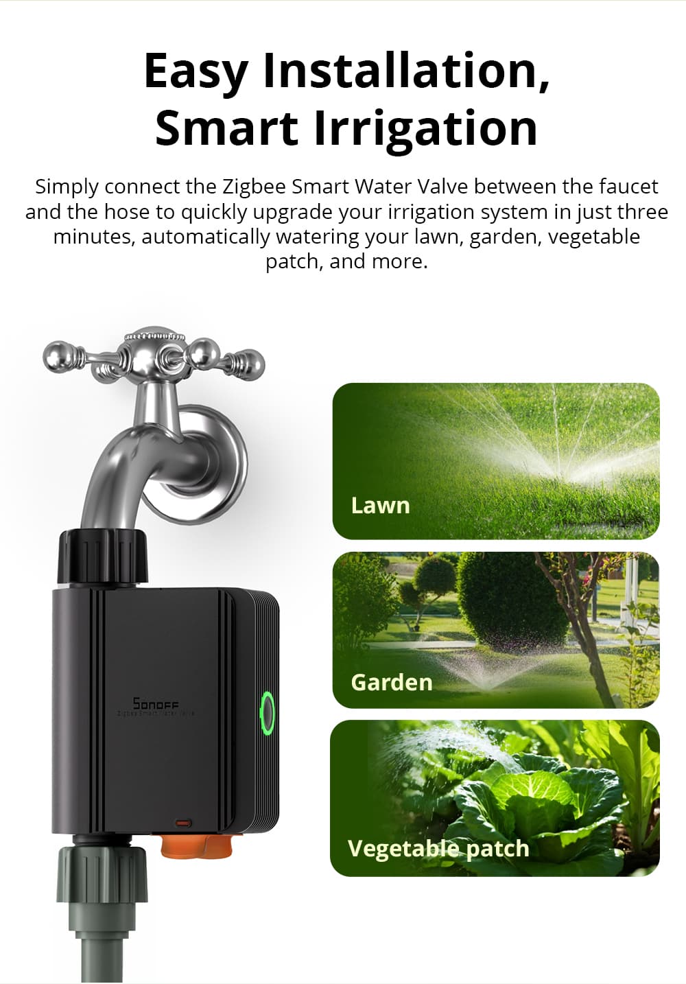 SONOFF Irrigation System with Time Planning and Quantity Control, Zigbee 3.0, SWV-BP, wireless