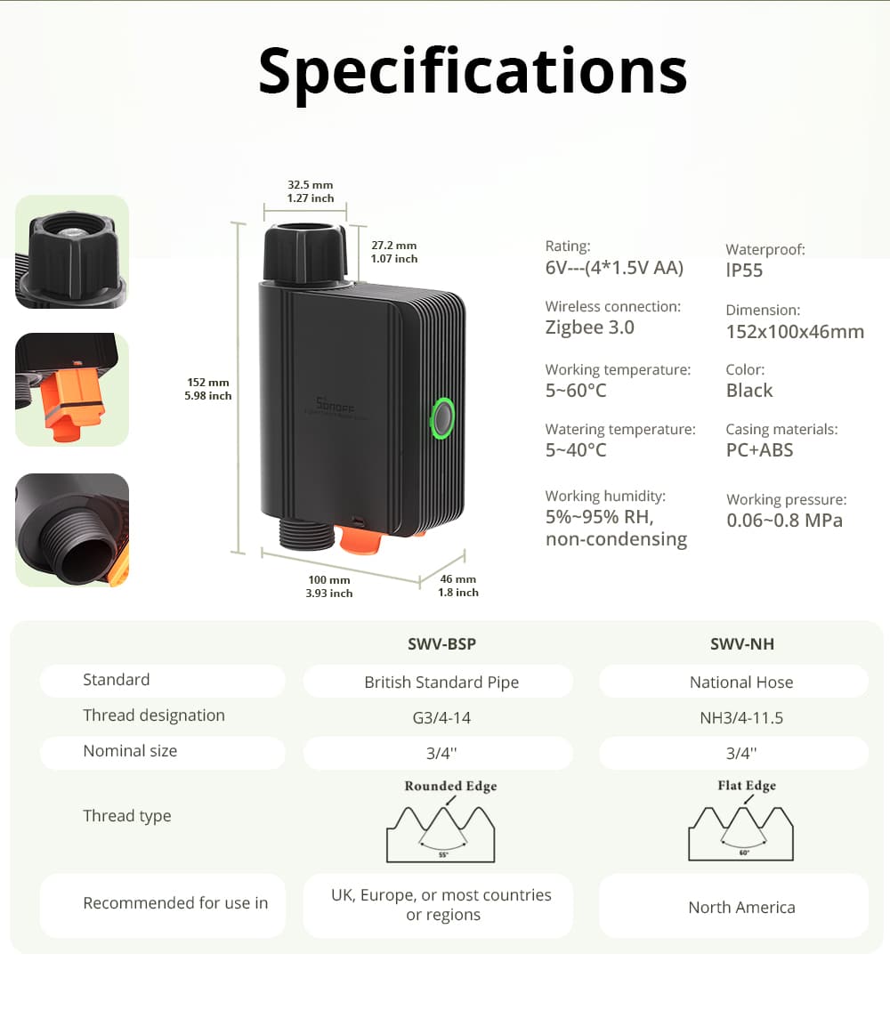 SONOFF Irrigation System with Time Planning and Quantity Control, Zigbee 3.0, SWV-BP, wireless
