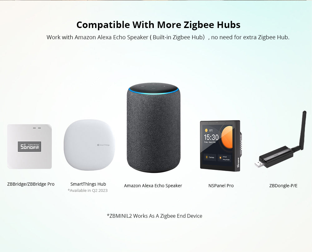 SONOFF Zigbee Smart Switch ZBMINIL2, no neutral wire required! Double pack