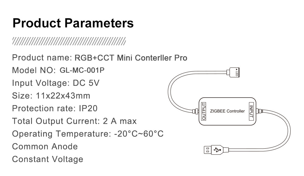 GLEDOPTO GL-MC-001PK Zigbee RGB+CCT LED-Strip Starter-Kit IP20