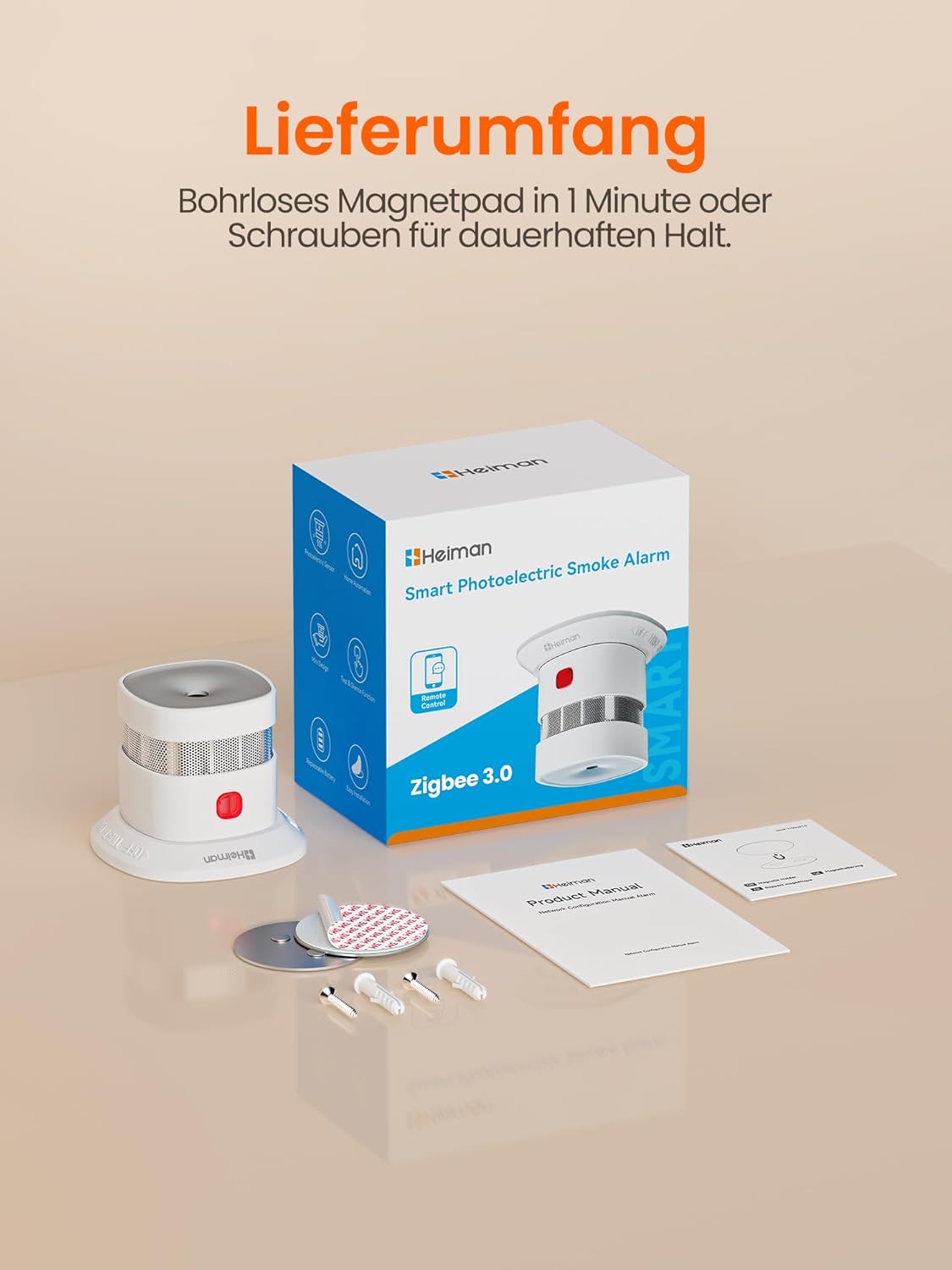 Zigbee 3.0 smoke detector from Heiman HS1SA-E