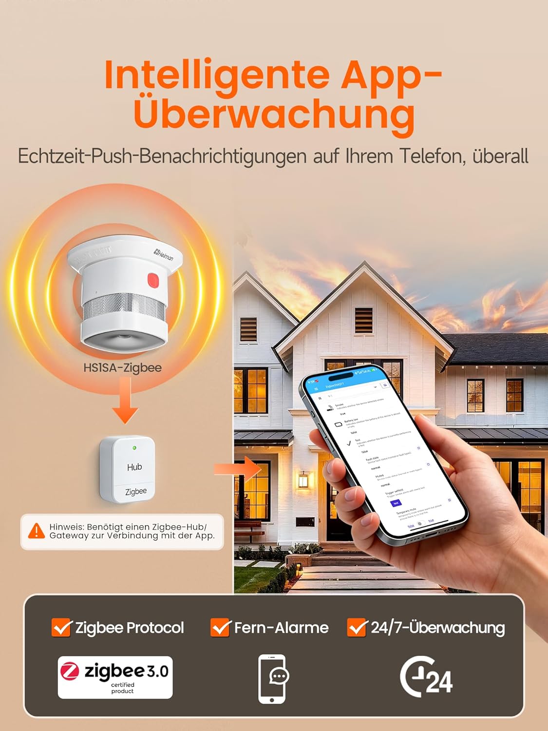 Zigbee 3.0 smoke detector from Heiman HS1SA-E
