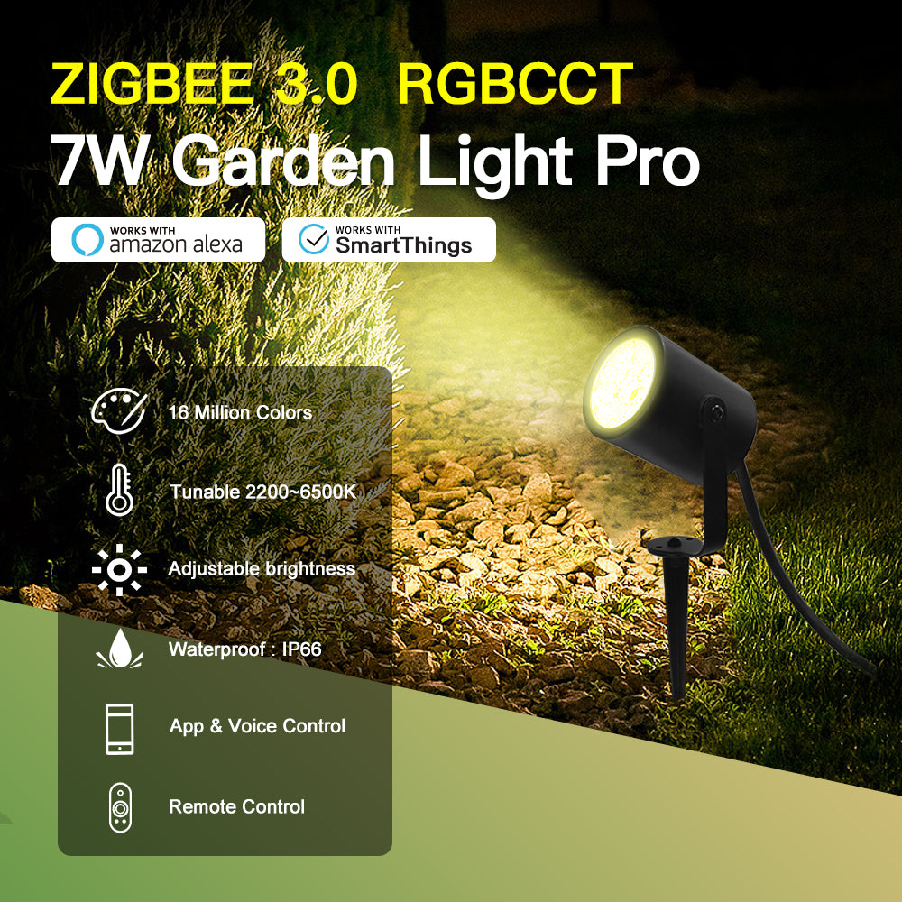 GLEDOPTO GL-G-004P Smart ZigBee 3.0 Pro Gartenstrahler 7W RGB+CCT (RGBCCT) – IP66 Outdoor LED Spot, Hue/Alexa/Home Assistant kompatibel