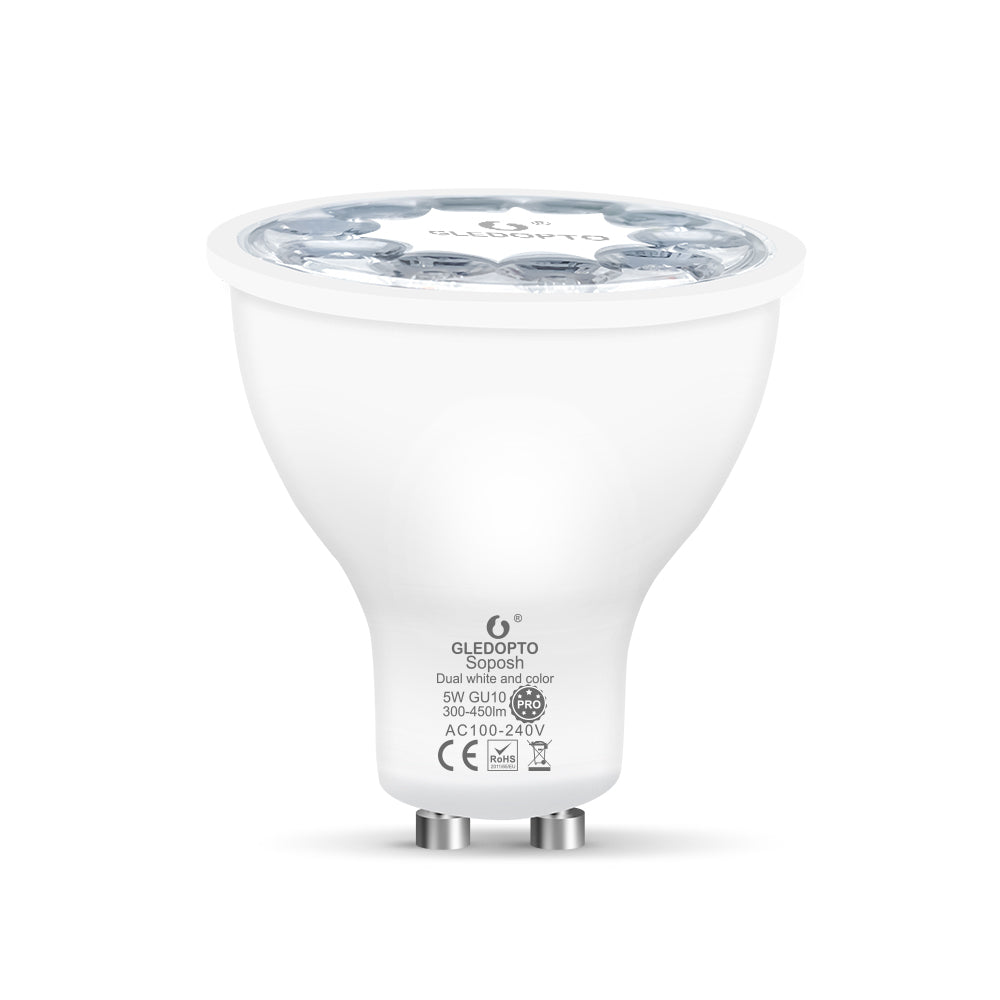 GLEDOPTO GL-S-006P Smart ZigBee 3.0 GU10 LED Spot 5W RGB+CCT (RGBCCT) – Farbwechsel & Dimmbar, Hue/Alexa/Home Assistant kompatibel