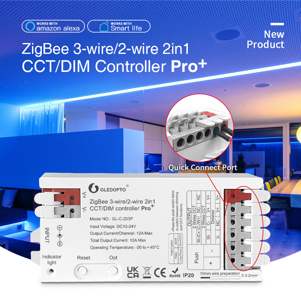 GLEDOPTO GL-C-203P Zigbee Pro+ 2-in-1 CCT/DIM LED-Controller