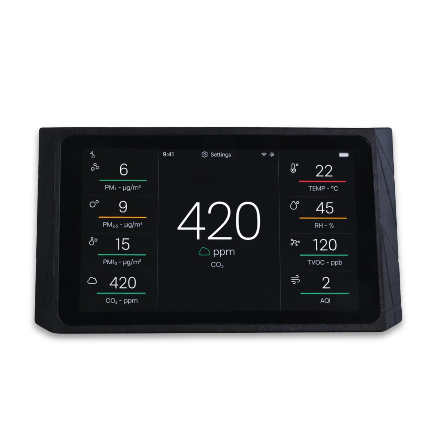 Indoor Air Quality Monitor - CO2, TVOC, PM Sensor, Luftfeuchtigkeit