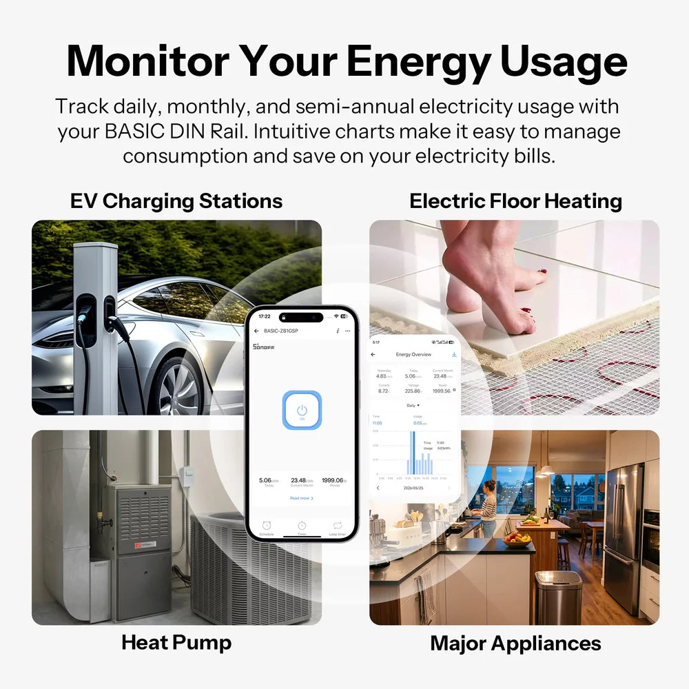 SONOFF BASIC-ZB1GSP Zigbee Smart-Schalter für die DIN-Schiene