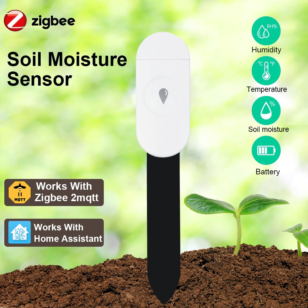 Zigbee Bodenfeuchte- und Temperatursensor IP67, Smart Soil Tester für Garten & Pflanzen, kompatibel mit Zigbee Gateway / Home Assistant