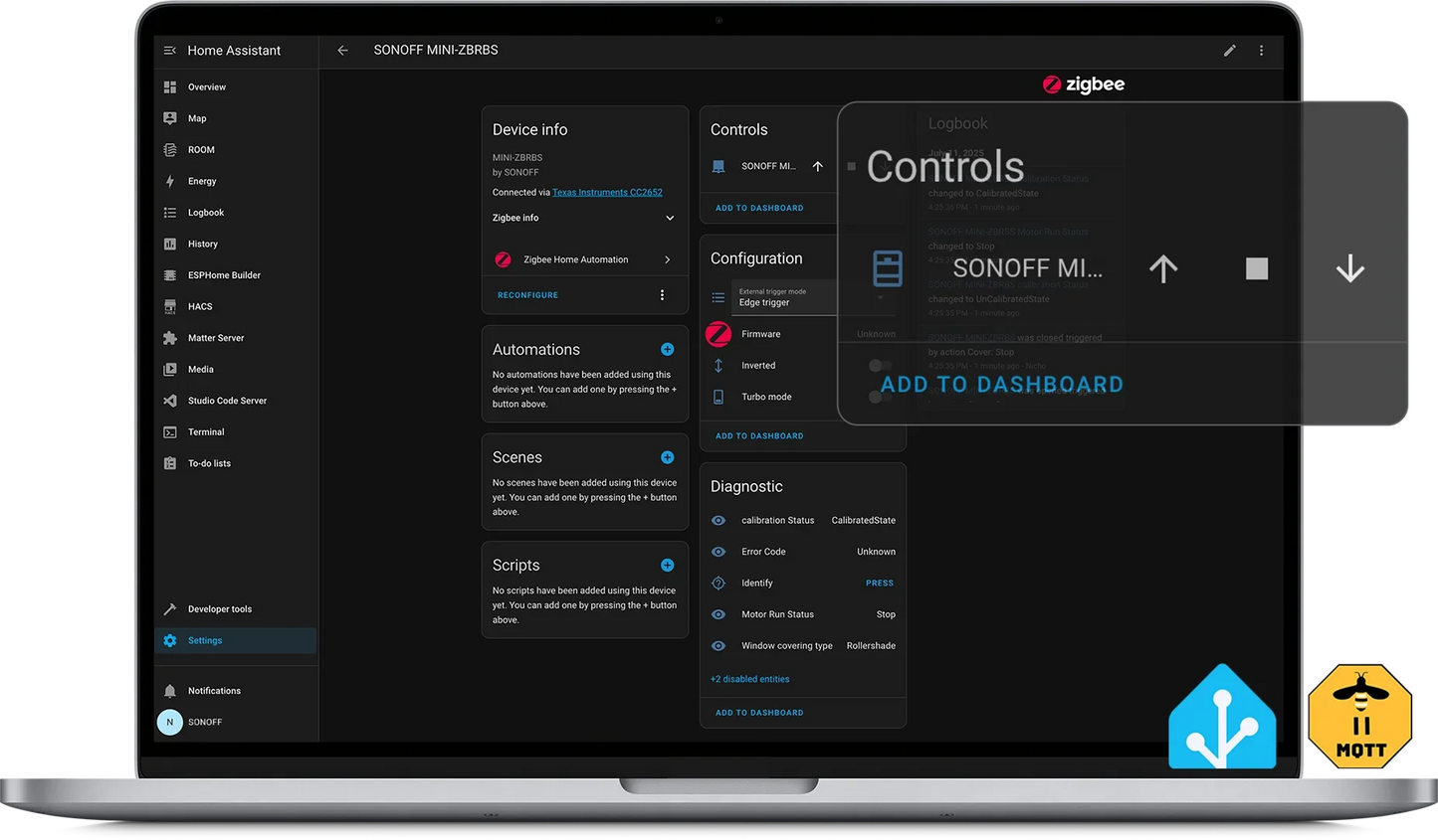 Sonoff MINI-ZBRBS Zigbee Rollladen-/Vorhangmodul Steuerung