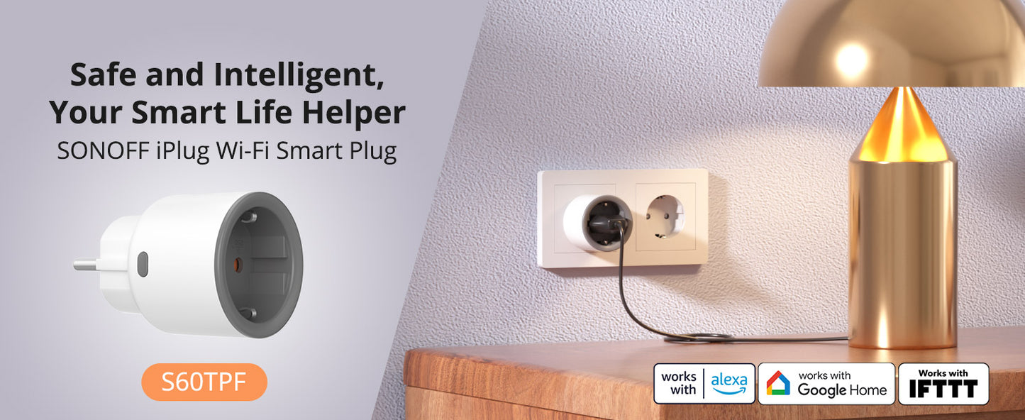 SONOFF S60TPF Smart Wifi Socket with Power Measurement, 16A 4000W
